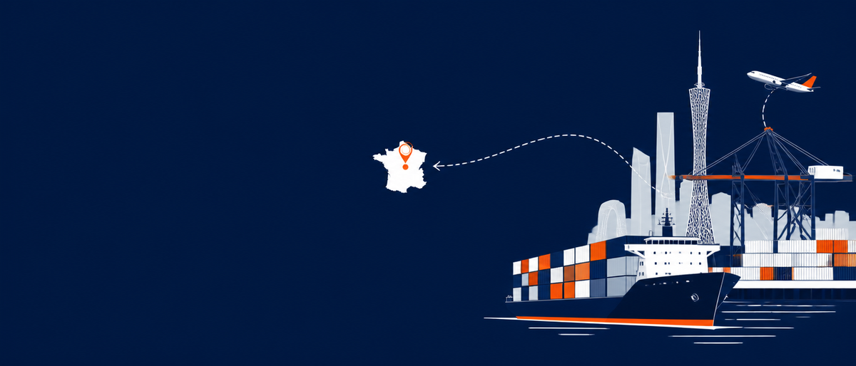 Route de sourcing entre Guangzhou et la France